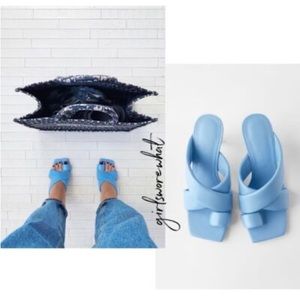 Zara padded heeled leather sandals 38